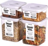 Smart Seal Voorraaddozenset 4-delig, BPA-vrij, vershouddozen, luchtdicht, vaatwasmachinebestendig, voorraaddozen met deksel, wit, gepatenteerd, opbergdoos voor muesli, meel, 2 x 0,55 l & 2 x