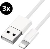 3x USB Kabels - Geschikt voor Apple iPhone en iPad Oplaadkabel