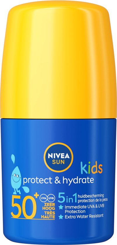 NIVEA SUN Kids Hydraterende Roll-on Zonnebrand Stick - SPF Factor 50 - Zonnestick Voor kinderen - Waterbestendig - 50 ml - NIVEA