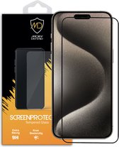 iPhone 15 Pro Screenprotector - MobyDefend Screensaver Met Zwarte Randen - Gehard Glas - Glasplaatje Geschikt Voor iPhone 15 Pro