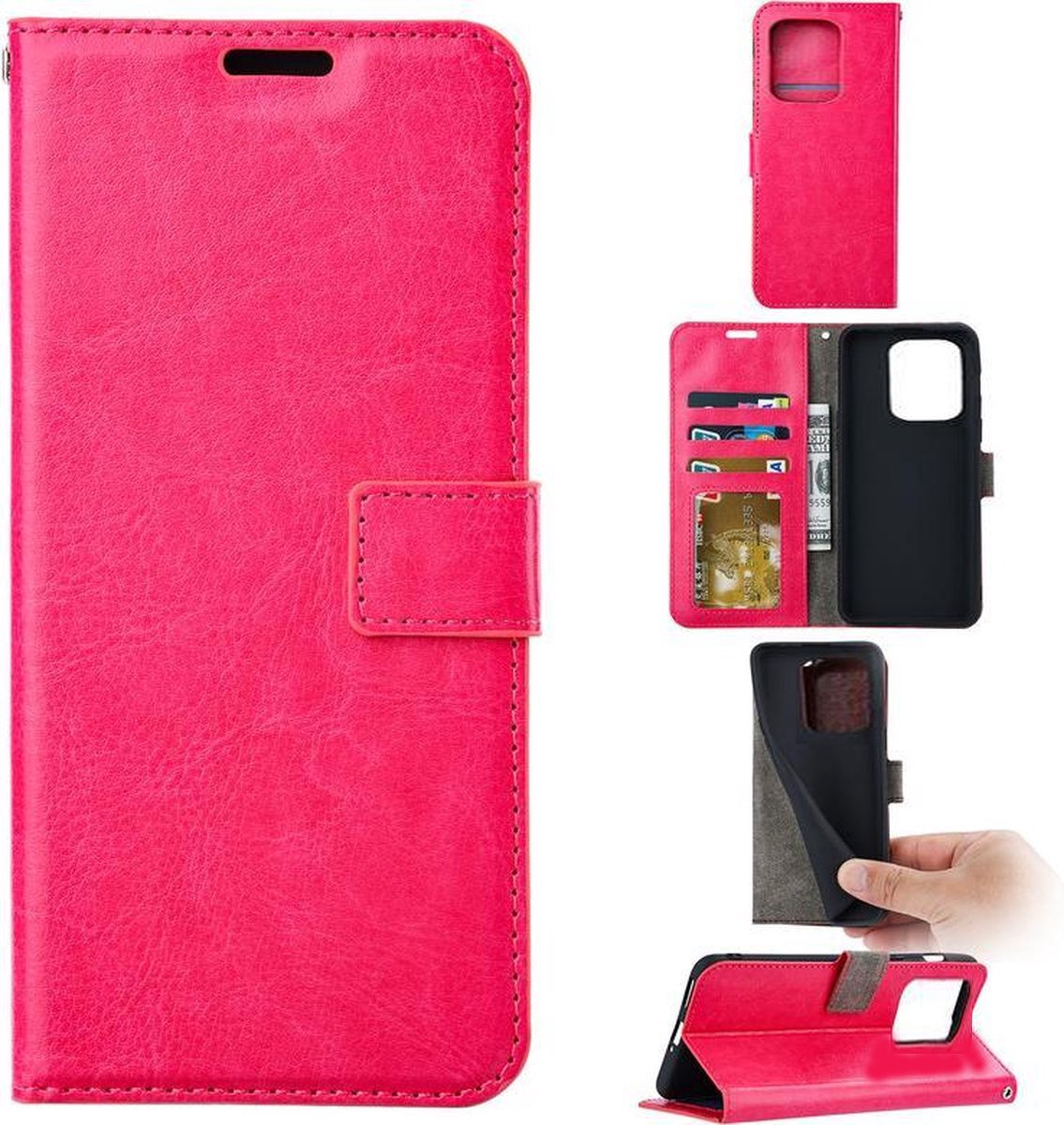 Bookcase Roze Geschikt voor Apple iPhone 14 Pro - portemonee hoesje - ZT Accessoires