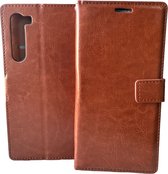 Bookcase Geschikt voor: Motorola Moto Edge - Bruin - portemonnee hoesje