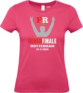 T-shirt femme Coupe Finale 2024 | Partisan de Feyenoord | Finale de la Coupe du maillot | Dames fuchsia | taille XXL