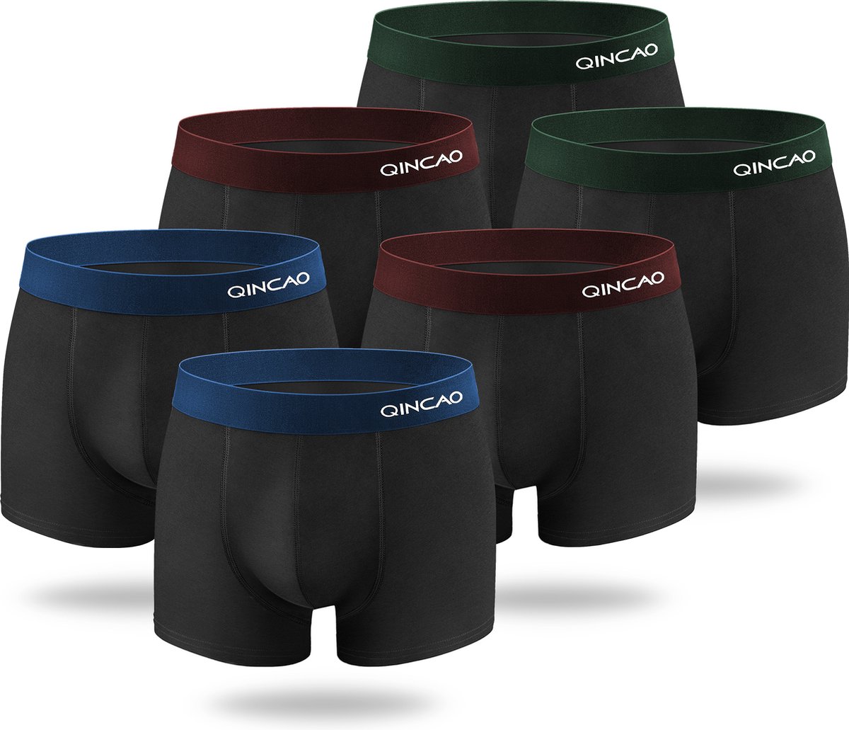 Zwarte Boxershorts Heren - Qincao Black Mix - Maat 3XL - Multipack (6) - Premium Heren Onderbroeken