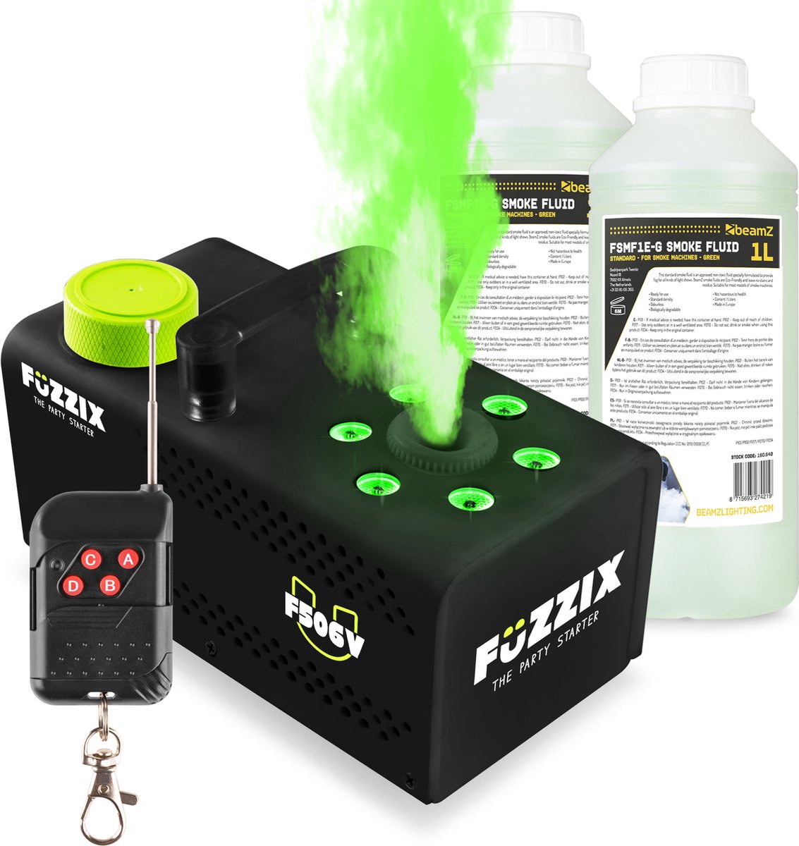 Fuzzix F506V verticale party Rookmachine met 6 RGB leds incl 2L Rookvloeistof