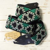 Holy Cow Straps 60's Lime Dots Green - Real vintage 60's gitaarband - blauw