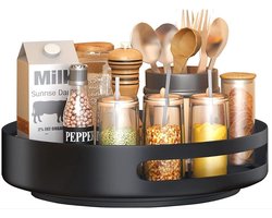Draaibaar Kruidenrek – 30 cm – 360° Draaibaar – Draaiplateau – Zwart – Keuken Organizer