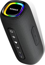 Ortizan - X10 - Enceinte Bluetooth portable avec jeu de lumière RVB - IPX7 - Autonomie jusqu'à 30 heures - Son surround 360° - Zwart/violet/405 grammes