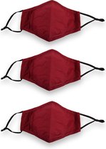 3-Stuks Levendige Rode Mondkapje Wasbaar | 100% Katoen | Veilig & Stijlvol met Elastische Oorlussen | 24cm x 15,5cm | Niet-Medisch, Duurzaam & Herbruikbaar | Perfect voor Dagelijks Gebruik