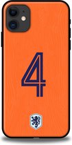 Oranje rugnummer 4 telefoonhoesje Apple iPhone 11 Nederland backcover softcase