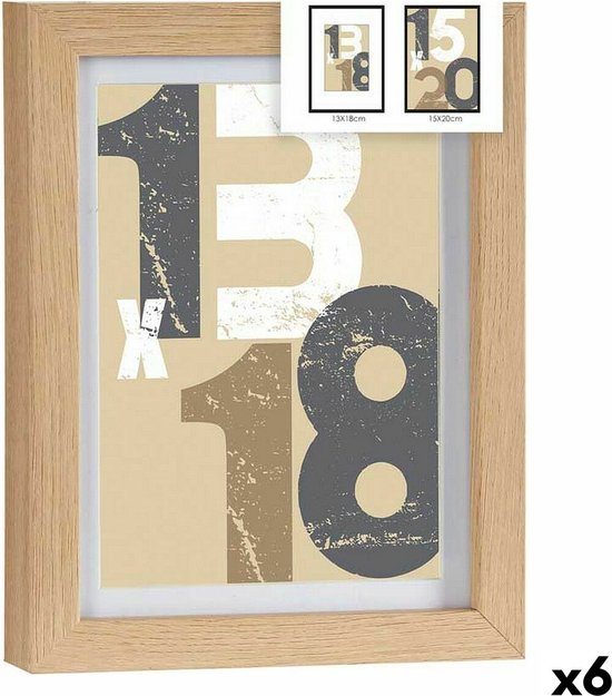 Fotolijsten 18 x 23 x 2,5 cm Natuurlijk Glas Hout MDF (6 Stuks)