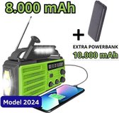 Noodradio Solar Opwindbaar - 8.000 mAh - Inclusief EXTRA Powerbank 10.000mAh - Model 2024 - Radio op Batterijen - Noodpakket - Solar Powerbank - Zaklamp - Noodrantsoen - Powerbank Zonneenergie - Noodradio Opwindbaar