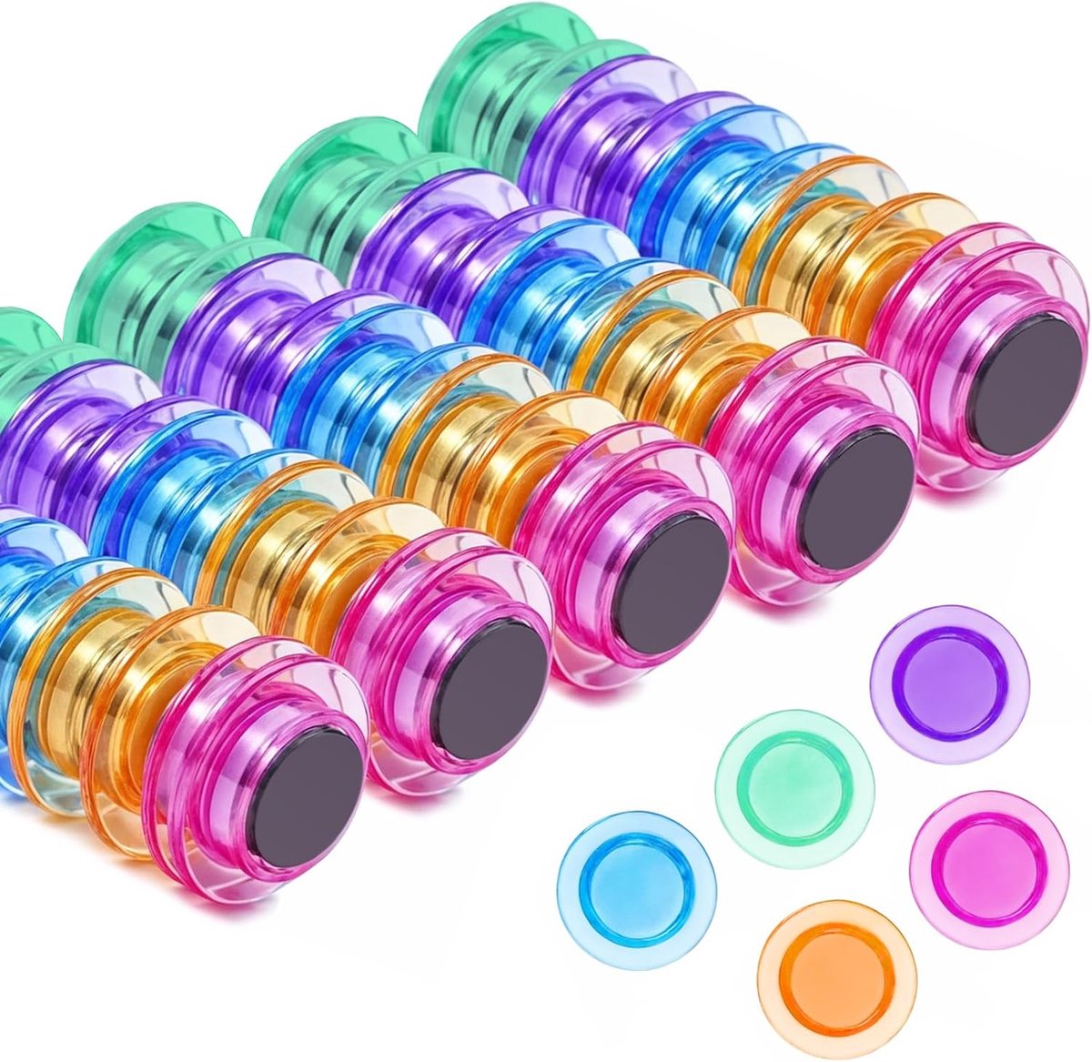 Decoratieve Koelkastmagneten Set - Schattige Kantoormagneten - Ronde Magneetjes - Kleurrijke Magnetische Clips - Set van 50 Stuks
