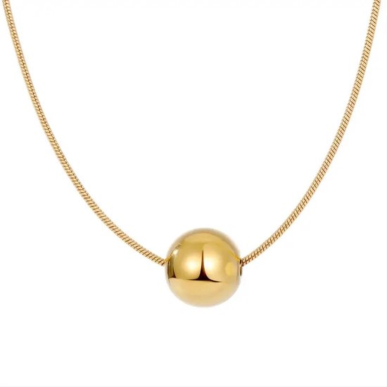 Lucardi - More Coins - Stalen gold plated ketting 90 cm