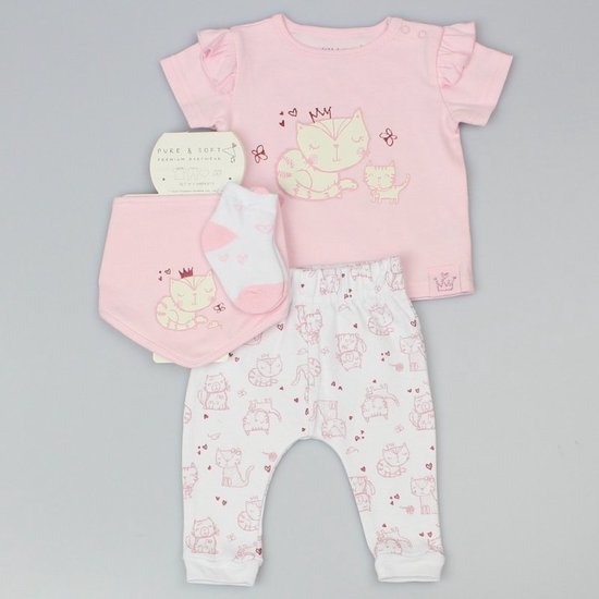 Pure & Soft - baby cadeauset / kledingset - 4-delig - maat 62