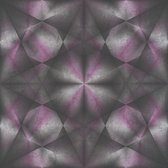 Papier peint 3D Profhome 386921-GU papier peint intissé vinyle dur gaufré à chaud légèrement texturé dans un design kaléidoscope brillant violet noir gris rose bonbon 5,33 m2