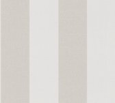 Strepen behang Profhome 948342-GU vliesbehang hardvinyl warmdruk in reliëf licht gestructureerd met strepen mat crème beige papyruswit 5,33 m2