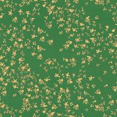 Bloemen behang Profhome 935856-GU vliesbehang licht gestructureerd met bloemen patroon glimmend groen goud geel 7,035 m2