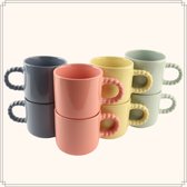 Tasses à café avec oreille OTIX - Set de 8 - Sachets de café - 320 ml - Faïence