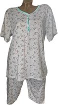 Dames capri pyjamaset 2295 met bloemenprint XL wit/groen