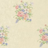 Papier peint Fleurs Profhome 372251-GU papier peint intissé légèrement texturé avec motif floral mat rose vert blanc crème 5,33 m2