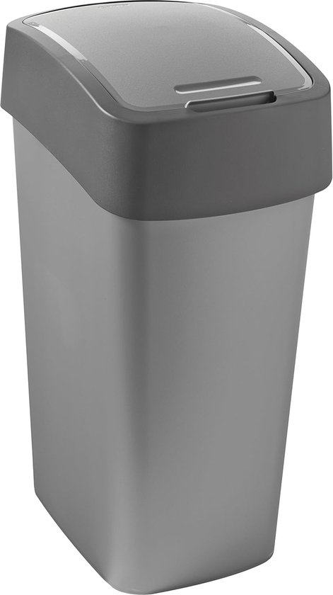 Abfalleimer "FLIP BIN" 50L Pacific Flip Bin 50L afvalbak, plastic, zilver/grafiet, 29,4 x 37,6 x 65,3