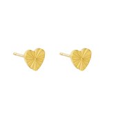 oorknopjes - studs - hartjes oorbellen -hartjesvormige oorbellen met patroon- nikkelvrij - goud - stainless steel