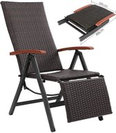 AllinShop® - Chaise de jardin - Chaises de jardin - Chaise de camping - Pliable - Avec repose-pieds - Accoudoir - Zwart - Osier - Balcon - Jardin - 68x56x112CM