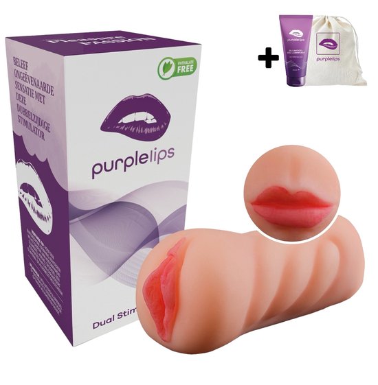 Purplelips - Dual Mastrubator - Pocket pussy 2-in-1 - For him Sex speeltje - Realistische kwaliteit - Oraal en Vaginaal - Easy-to-clean - 17 cm