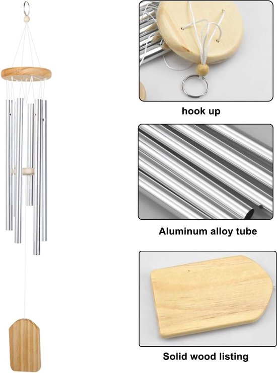 Windgong Van Aluminium Buis Holle Aluminium Windgong Windklokken Outdoor Aluminium Windgong Met S Hook Windklokken Home Decor Muzikale Houten Windgong Tuin Patio Achtertuin Home Decor