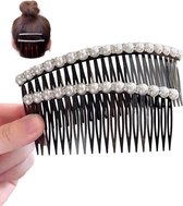 Zwart Haarkammen met parels en kristal 2 stuks - Insteekkam Haar accessoire- Haarspelden- Haarklauwen- Bruid| Feest| Gala