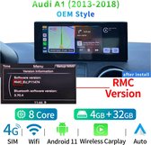 Pour Audi A1 (2013-2018) - Système d'infodivertissement - 8 Core - Carplay - Écran tactile - Bluetooth - 4 Go - Zwart - Extensible