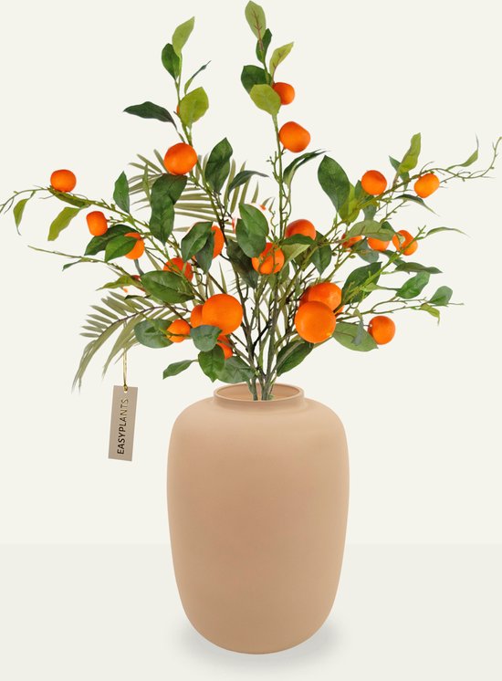 Kunstboeket - Easyplants - Happy Mandarine 93 Cm - Zijden Boeket - Kunstbloemen - Nepbloemen