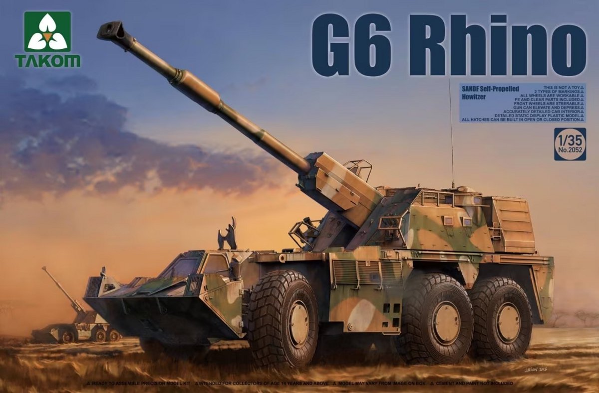 Takom Modelbouwpakket Auto - 2052 G6 Rhino - SANDF Self-Propelled Howitzer Plastic - 1:35 - Modelbouw