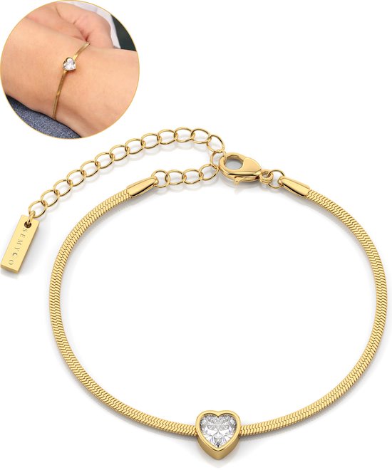 Semyco® Armband Dames - Schakelarmband verguld 14 Karaat Goud - Herringbone Goudkleurig - Cadeau Voor Vrouw - Bella