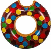 Opblaasbare chocolade donut zwemband 119 cm - XXL - Zwembenodigdheden - Zwemringen - Eet/snoep thema - Donut zwembanden groot voor volwassenen