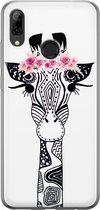 Huawei P Smart 2019 hoesje siliconen - Giraffe | Huawei P Smart (2019) case | zwart | TPU backcover transparant