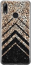 Huawei P Smart 2019 hoesje siliconen - Chevron luipaard | Huawei P Smart (2019) case | zwart | TPU backcover transparant