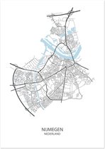 Poster Nijmegen | Plattegrond | 29,7 x 42,0 cm (A3)