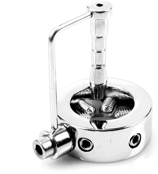 Anneau pénien en acier inoxydable avec vis réglables et bouchon