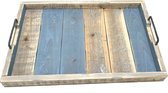 Houten dienblad 58cm rechthoekig houten dienblad blauwtint | GerichteKeuze