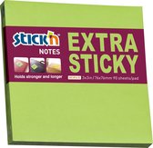 Stick'n sticky notes - 76x76mm, extra sticky, neon groen, 90 memoblaadjes