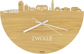 Skyline Klok Zwolle Eikenhout - Ø 40 cm - Woondecoratie - Wand decoratie woonkamer - WoodWideCities