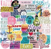 Religieuze teksten laptop stickers - 50 stuks - voor laptop, muur, deur, auto etc. Jezus, Geloof, Liefde quotes