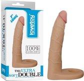 Lovetoy Voorbinddildo voor dubbele penetratie Ultrasoft Double - 18 cm
