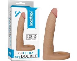 Lovetoy Voorbinddildo voor dubbele penetratie Ultrasoft Double - 18 cm