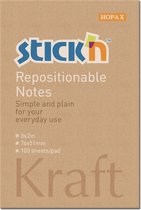 Stick'n sticky notes 76x51mm, kraft papier, 100 memoblaadjes