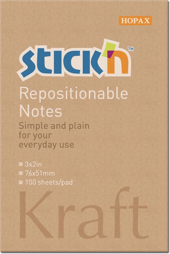 Foto: Stick n sticky notes 76x51mm kraft papier 100 memoblaadjes