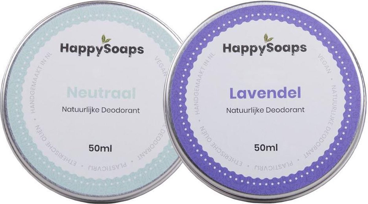 SET HappySoaps Deodorant NEUTRAAL & LAVENDEL|Natuurlijk, Vegan en Handgemaakt