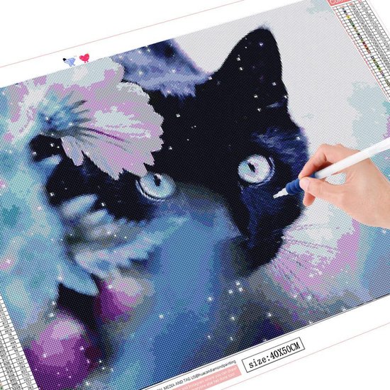 Peinture Au Diamant Chat Noir Avec Fleur Peinture Au Diamant Adultes Enfants Bol Com